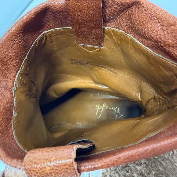 Franco Sarto Fold Over Almond Toe Brown Leather Cowgirl Ankle Boot 8M - Picture 6 of 11